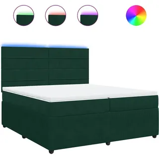 vidaXL Boxspringbett mit Matratze Dunkelgrün 200x200 cm Samt - Grün