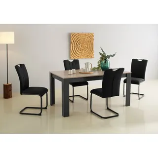 Home Affaire "Napoli", grau anthrazit, anthrazit, anthrazit), B:160cm H:75cm T:88,5cm, Sitzmöbel-Sets, Essgruppe, 5-teilige Tischgruppe mit modernem Freischwinger Stuhl und Esstisch,
