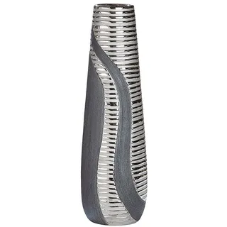 Gilde - Kegelvase Sevilla - Moderne Deko Vasen - Blumenvase - Keramik - anthrazit-Silber - Höhe 49 cm