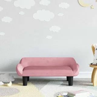Kindersofa Rosa Samt 70x40x24 cm mit massivem Kiefernholzrahmen, stabiles Minisofa für Kinderzimmer, gepolstert und bequem, bis 50 kg belastbar, ideal für Babys und Kleinkinder - Rosa