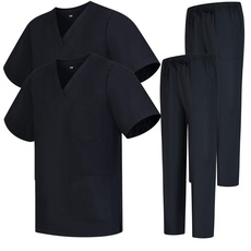 MISEMIYA - Pack * 2 Pcs - Unisex-Schrubb-Set - Medizinische Uniform mit Oberteil und Hose ref.2-8178 - Medium, Schwarz 68