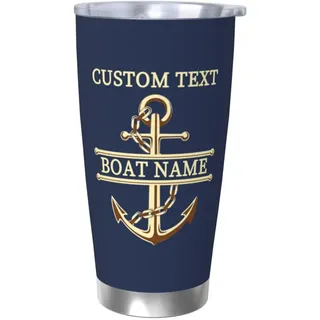 Personalisierte Nautische Ozean Thema Boot Kapitän Tumbler, Benutzerdefinierte Segler Segelyacht Boot Name Tumbler Kompass Kaffeebecher, Nautische Boot Besitzer Boot Schiff Segel Cup Geschenke