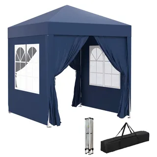 Outsunny Pavillon mit 4 Seitenwänden und Tragetasche, Wasserdicht, 2 x 2 m, Blau - Blau