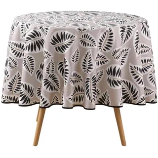 Douceur d'Intérieur Alma Tischdecke, rund (Durchmesser 180 cm), Schwarz, bedruckter Polyester