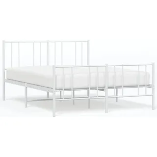 vidaXL Bettgestell mit Kopf- und Fußteil Metall Weiß 160x200 cm - Weiß