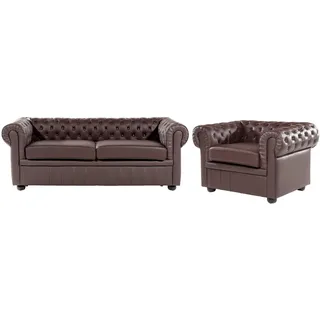Beliani Couch Leder 4-Sitzer Braun
