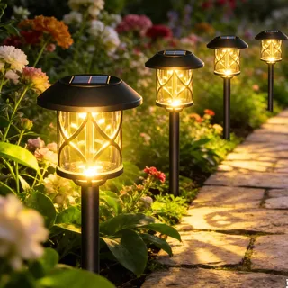 Quntis 6 Pack Solarleuchten Gartenstecker – IP65 Wasserdicht, Warmweiß LED Solarlampen für Außenbereich, Garten, Wege, Rasen & Weihnachtsdekoration