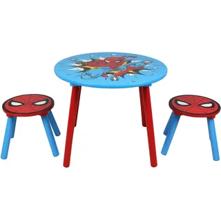 Marvel Spider-Man Tisch- und Hocker-Set für 2 Personen, hält bis zu 30 kg pro Hocker, perfekt zum Spielen und für Aktivitäten, klein, mehrfarbig