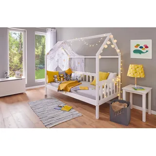 Interlink Hausbett Funky Housebed 90 x 200 cm Kiefer massiv lackiert weiß