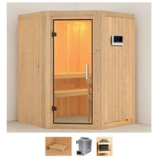 Bild Sauna »Liva«, (Set), 9 KW-Ofen mit externer Steuerung beige