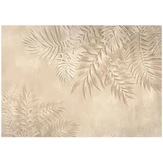 Wallarena Fototapete Blätter Beton Beige 368x254 cm , Multicolor , Papier , Uni , Rechteckig , 368x254 cm , FSC 100% ,