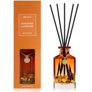 Airkeep Raumduft mit Duftstäbchen 180ml –Sunshine Lavender – Langanhaltender Reed Diffuser mit 8 Stäbchen, Dekorativer Raumduft für Bad, Schlafzimmer & Wohnzimmer