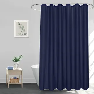 EurCross Duschvorhang Blau 180x200 cm, Wasserdicht Waschbar Anti Schimmel Shower Curtain, Textil Polyester Stoff Badezimmer Vorhang mit 12 Ringen