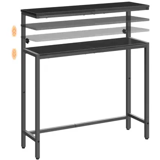 HOOBRO 2-stufiger Konsolentisch, höhenverstellbar (80-100 cm), Flurtisch, Sofatisch im Industrial-Stil, Beistelltisch für kleine Räume, Flur, Wohnzimmer, Schwarz EBB96XG01