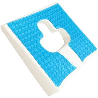 NSXAYIWE Kissen Gegen Dekubitus,T-förmiges Öffnung Blau Gel Anti Dekubitus Kissen mit Memory-Schaum,Dreieckiges Fasendesign Dekubitus Sitzkissen für Betth,Büro,45 x 38cm