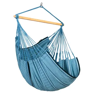 La Siesta Hängesessel HABANA Comfort zebra blau Lounger aus Baumwolle - Blau