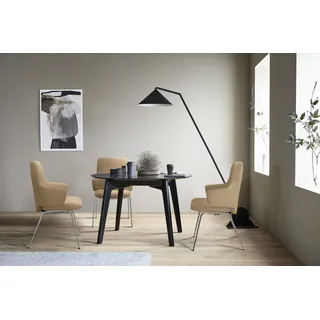 Polsterstuhl STRESSLESS "Laurel", beige (sand paloma, chrom matt), B:58cm H:92cm T:59cm, Leder PALOMA: PALOMA ist ein durchgefärbtes Semianilin-Möbelleder mit natürlicher Narbung., Stühle, Polsterstuhl, Low Back mit Armlehne, Größe L, mit Beinen aus Stahl in Chrom matt