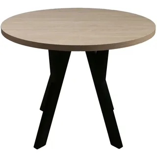 Selsey Esstisch Osenness ausziehbar Eichenholzoptik/Schwarz, 100 x 180 x 100 cm , Eichefarben , Holz , Rund,Rund , 100x76.5x100 cm , Esszimmer, Esstische
