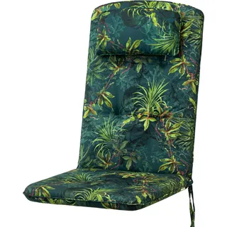 Hochlehner Auflage "Benita" ( 50×48×73 cm ) – 6 cm dick | Sitzkissen, SitzGesteppt, Gartenmöbel Kissen, für Stuhle oder Liege | HobbyGarden - Grün