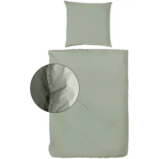 Bettwäsche , Olivgrün , Textil , Uni , 135x200 cm , Oeko-Tex® Standard 100 , pflegeleicht, atmungsaktiv , Heimtextilien, Bettwäsche & Leintücher, Bettwäsche, Renforcé-Bettwäsche
