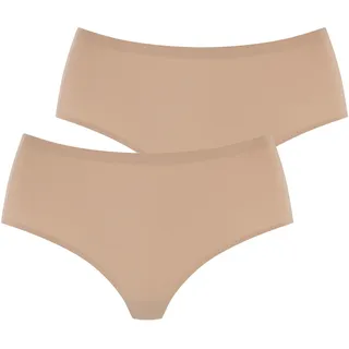 LASCANA High-Waist-String "Superstretch" 2er-Pack, nahtlose Verarbeitung, leichte Mikrofaserqualität, beige 2x