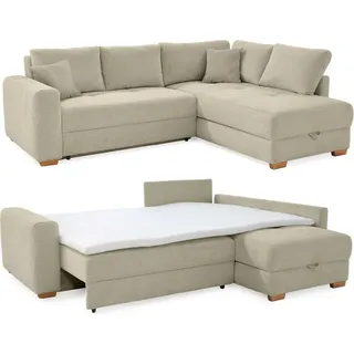 luma-home Eckcouch Cord 2-Sitzer Beige/Grau