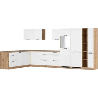 Held Küchen Winkelküche Kempten 420 cm Weiß/Wotan ohne E-Geräte