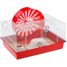 Ferplast Hamsterkäfig, Nagerkäfig, Käfig für Mäuse Kleintierkäfig CONEY ISLAND, Hamsterzubehör inklusive, 50 x 35 x h 25 cm Weiß