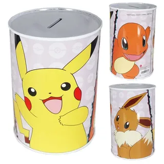 Pokemon Pikachu Evoli Glumanda XL Spardose aus Weißblech 1000 ml