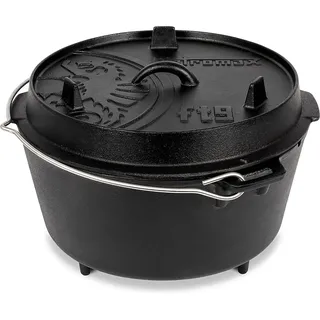 Petromax Dutch Oven Set FT9-Scrub Schwarz mit Standfüßen 7,5 l Ø 23,9 cm