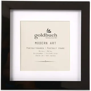 goldbuch 960290 Bilderrahmen Modern Art, Fotorahmen für ein Bild 10 x 10 cm, Rahmen aus Metall, Foto Rahmen schwarz, Portraitrahmen mit Aufsteller, ‎Fotoaufsteller 16 x 16 x 2,4 cm mit Passepartout