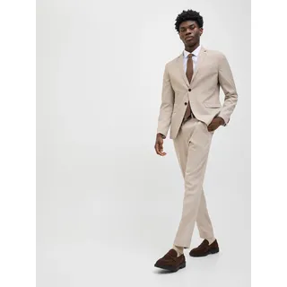 Jack & Jones Anzug "JPRCOSTA SUIT" Set, 2 tlg. tlg. sehr schmal aus Polyester, sehr schmale Passform, mit Reverskragen, Langarm-Sakko, pure cashmere