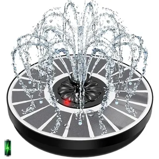 Solar Springbrunnen mit LED-Indikator, Yzert Upgrade Glas 3.5W 2000mAh Akku, Solar Teichpumpe, Wasserpumpe Solar Schwimmender Solarbrunnen mit 8 Effekte & 4 Fixe Rohre (weiß)