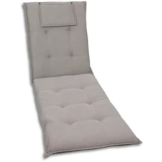 Liegenauflage , Grau , Textil , meliert , Füllung: Schaumstoff, Vlies , 60x7x190 cm , Oeko-Tex® Standard 100 , pflegeleicht, hochwertige Qualität, langlebig, für den Außenbereich geeignet, mittels Bändern zu befestigen, mittels Gurtband zu befestigen , Gartenmöbel, Gartenpolster & Auflagen, Liegenauflagen