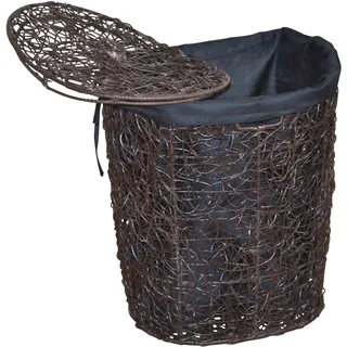 MY HOME Wäschekorb Rattan-Geflecht, mit Stoffeinsatz und Deckel, Höhe 62 cm,