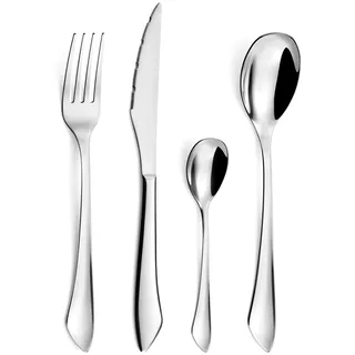 Amefa INSTINCT Besteck Set 6 Personen | 24-teilig | Edelstahl 18/0 hochglanzpoliert | je 6x Tafelgabel, Tafelmesser, Tafellöffel & Kaffeelöffel | spülmaschinenfest & rostfrei | Essbesteck