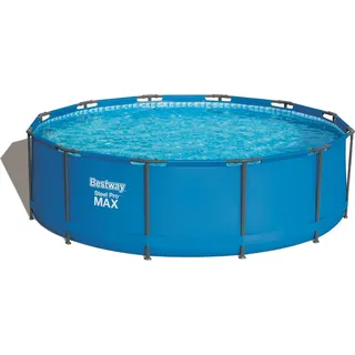 Steel Pro MaxTM Frame Pool Komplett-Set, rund, mit Filterpumpe & Sicherheitsleiter 366 x 100 cm, Schwimmbecken, Schwimmen, Pools - Grau, Blau