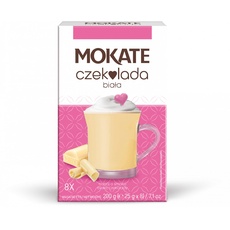 MOKATE® Hot Chocolate Trinkschokolade | 8 Säckchen 200g | Geschmack: Weiße Schokolade | Trinkmilchschokolade lösliches Instant Getränkepulver Smooth & Creamy Kakao Pulver Getränke