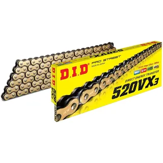 D.I.D DID 520VX3 Kette Gold & Schwarz 112 Glieder mit Nietenverbindung