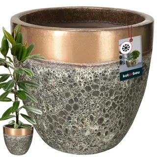 KOTARBAU® Blumenkübel Höhe 41 cm ⌀ 46 cm Blumentopf Gold Keramik Pflanzkübel frostsicher Übertöpfe für draußen Flower Pot Outdoor & Indoor Pflanzkübel innen außen