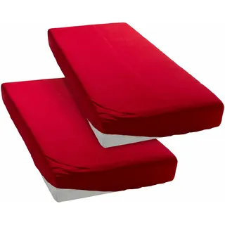MY HOME Spannbettlaken Paprika Microfaser 90 x 200 cm rot 2 St.