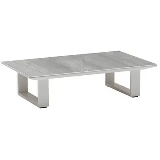 Amatio Loungetisch , Weiß, Hellgrau , Metall, Glas , rechteckig , U-Form , 60x26x101 cm , Gartenmöbel, Loungemöbel, Lounge-serien