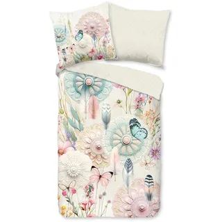 HIP Wendebettwäsche »Maysa« 2 Stk. tlg. Satin, Reißverschluss, Wendeoptik, Mandala, Blume, Boho, Cremeweiß hip Ecru B/L: cm x cm