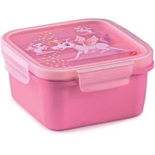 Snips, Quadratische Lunchbox Einhorn, Brotdose Deckel mit 4 Sicherheitsverschlüssen, 0,80 L, 15 x 15 x7,5 cm, Brotdose kinder mit fächern Made in Italy, BPA- und phthalatfrei