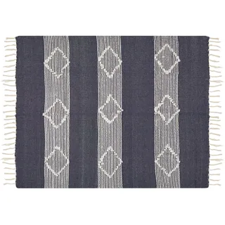 Beliani Decke, Dunkelblau Textil, 130x150 cm