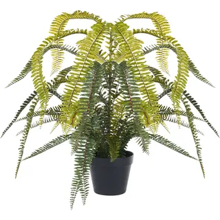 Beliani Kunstpflanze im Blumentopf 105 cm Grün/Schwarz Fern Leaf Plant