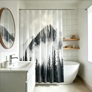YISURE Duschvorhang badewanne Wald Natur Landschaft Berg Nebelwald 200x220
