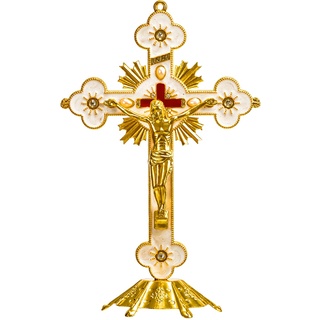 Calculs Jesus-Kruzifix aus Metall für Juden – katholisches Tischkreuz mit Ständer für Christusgebete, Jerusalem, Heimdekoration, 20,3 cm