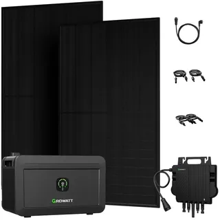 powerness Balkonkraftwerk Full Black Bifazial 1000 W inkl. 2048 Wh Speicher