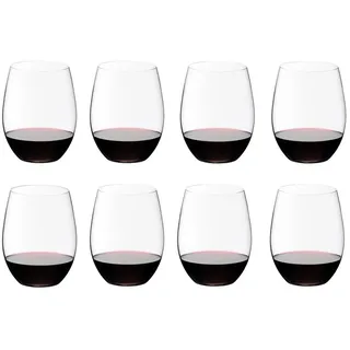 Riedel Vorteilsset 2 x 8 Glas RIEDEL "O" KAUF 8 ZAHL 6 CABERNET/MERLOT 5414/80 und 1 x Riedel Microfaser Poliertuch und 4 EKM Living Trinkhalme aus Edelstahl